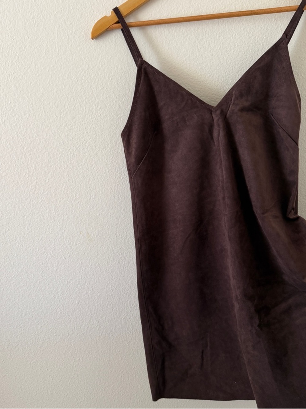 Wilfred Brown Suede-Effect V-Neck Slip Dress